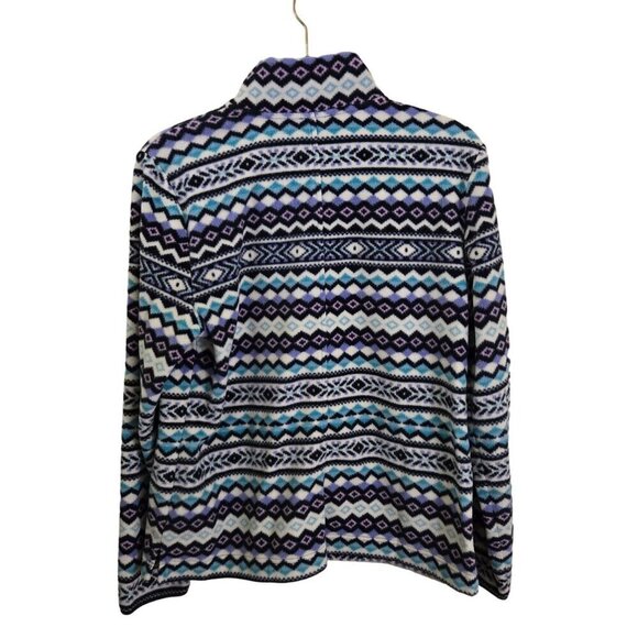 Talbots Fair Isle Fleece Zip-Up Jacket Blue Lavender Size L - Picture 3 of 6